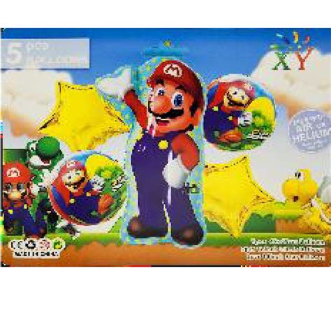 Set Globos 5 Piezas Mario Bros Cotillon Gaby