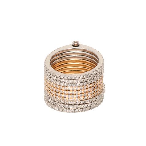 Silver and Rose Gold 10 Row Eternity Ring