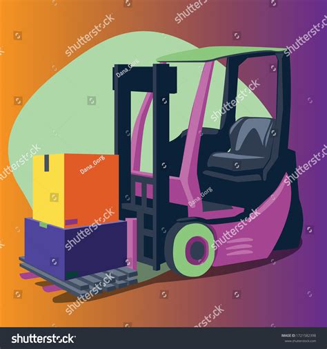 Counterbalanced Forklift Truck Vector Illustration Cargo Stock Vector