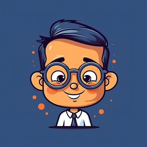 Personaje De Dibujos Animados Con Gafas Sobre Un Fondo Azul Foto Premium