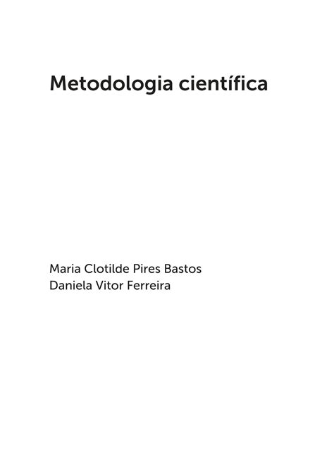 Solution Maria Clotilde Pires Bastos Metodologia Cient Fica