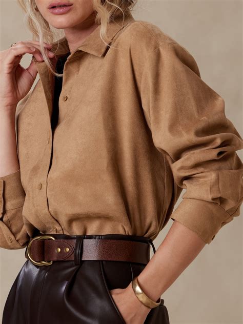 Adria Oversized Vegan Suede Shirt Banana Republic Factory