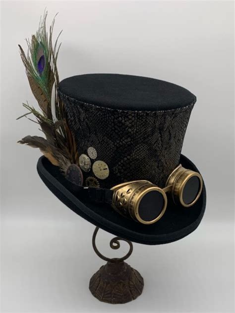 Top Hat Men Steampunk Hat Black Steampunk Top Hat Felt Top Hat