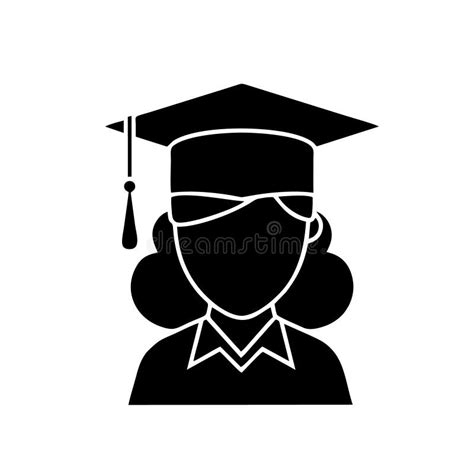 Female Graduate Student Icon Isolated On White Background Female