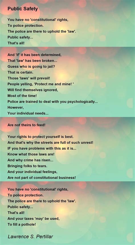 Public Safety Public Safety Poem By Lawrence S Pertillar