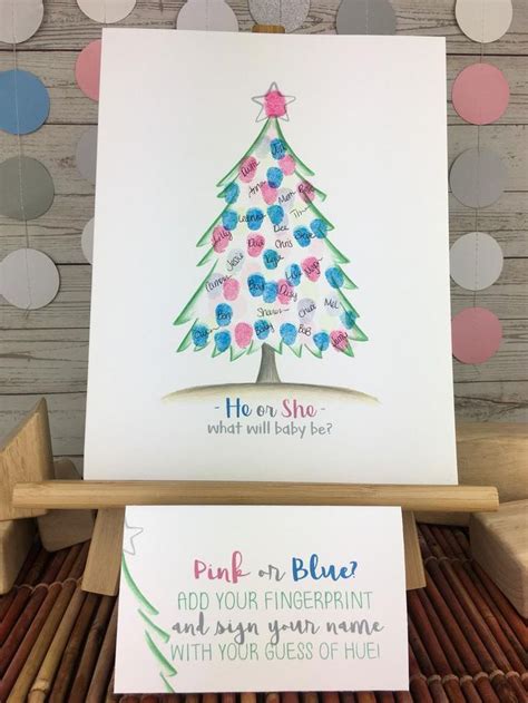 Instant Download Christmas Gender Reveal Fingerprint Tree Etsy Christmas Gender Reveal