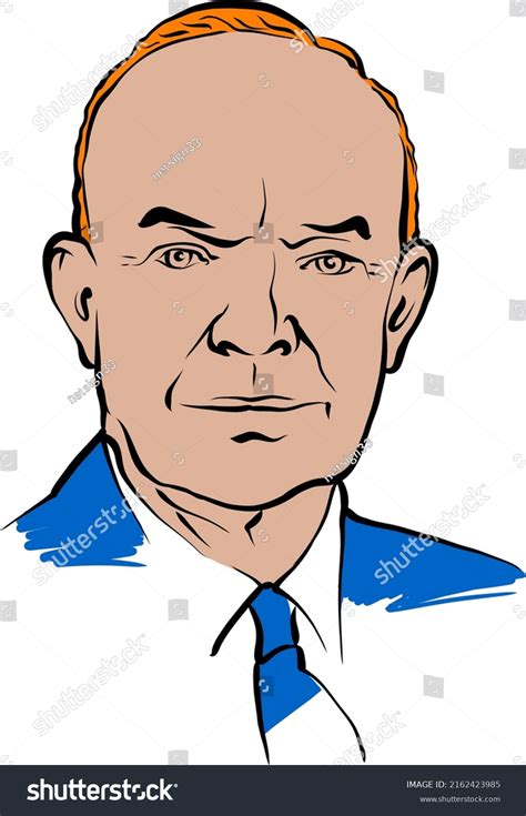 Dwight D Eisenhower Vector Drawing Colored Stock Vector Royalty Free