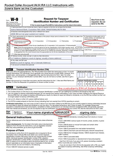 How Do I Fill Out Irs Form W 9 For My Ira Llc