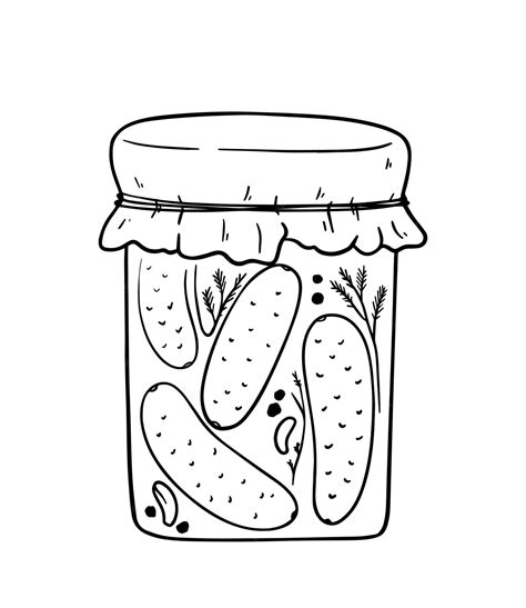 Premium Vector Glass Jar Blanks Canned Pickled Pickles With Dill Pepper And Garlic Doodle