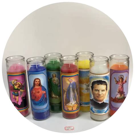 Custom More Saints Images 7 Days Candles Religious Wholesale 8 Inch Religious Glass Candle