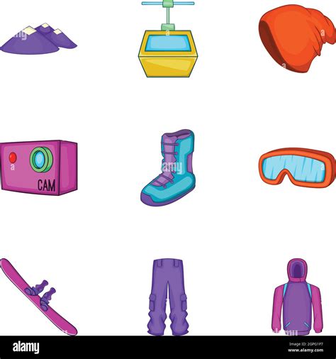 Snowboard Icons Set Cartoon Style Stock Vector Image Art Alamy