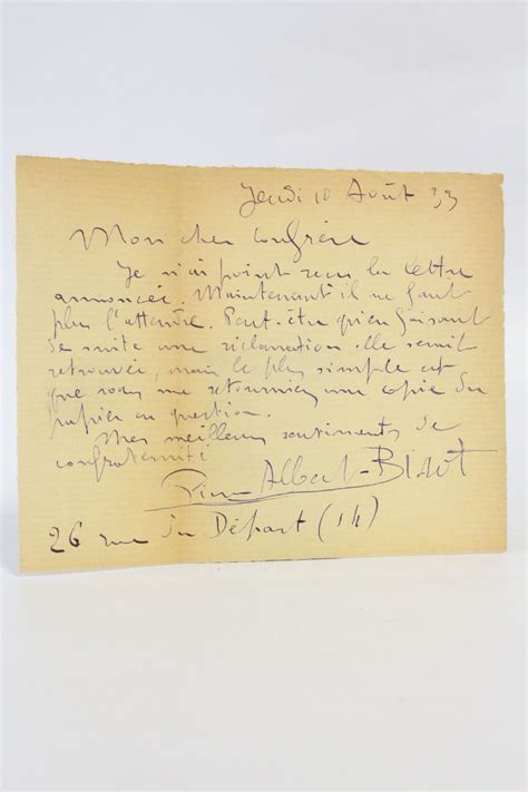 ALBERT BIROT Lettre autographe signée de Pierre Albert Birot Signed