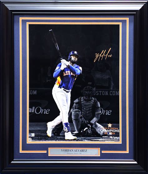 Yordan Alvarez Autographed Framed 16x20 Photo Astros 2022 Champs