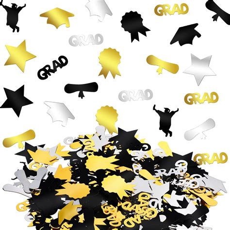 Buy Congrats Grad Graduation Confetti Black Gold Silver Graduation