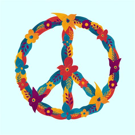 Premium Vector | Floral international peace symbol icon flowers peace ...