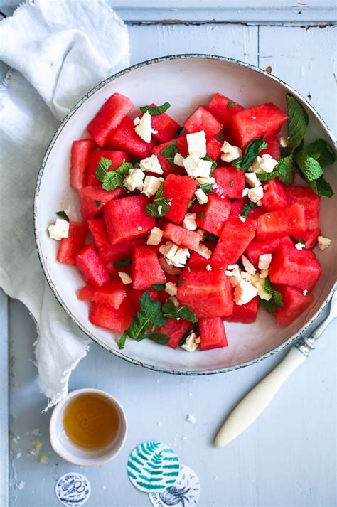 Wassermelone Minze Feta Salat Rezept Zucker Zimt Und Liebe