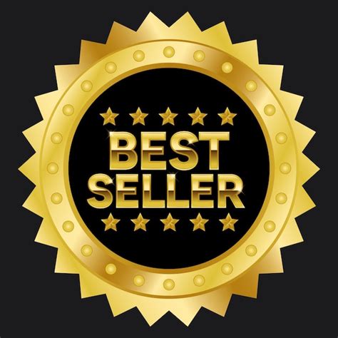 Premium Vector Web Gold Best Seller Stamp Medal Sticker With Stars On Dark Grey Background