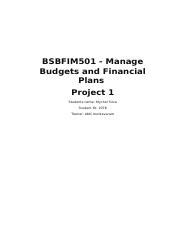 BSBFIM501 Manage Budgets And Financial Plans Project 1 Docx