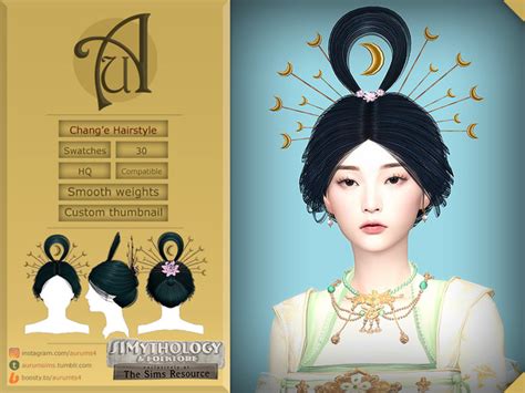 The Sims Resource Simythology Chang E Hairstyle