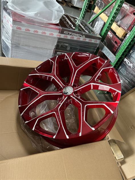 28 Snowflake Replicas Candy Red White Milled 6x139 7 Gmc Chevy Escalade Wheels Shaune Custom Rims