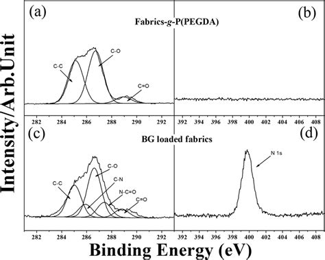 XPS C 1s And N 1s Core Level Spectra Of A B Fabric G P PEGDA And