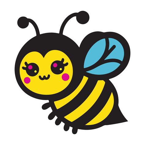 Cute Friendly Bee Cartoon Happy Flying Bee With Big Kind Eyes Insect