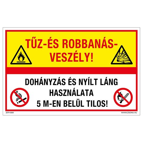 Tűz és robbanásveszély Dohányzás és nyílt láng használata 5 m en belül