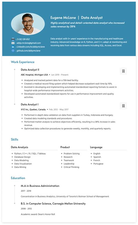 Data Analyst Resume Examples: Template, Skills & Guide | CakeResume