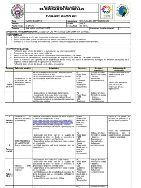 Planeacion Emp 11 I Pdf Planificación Ciencia Cognitiva