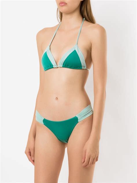 Brigitte Tatiana Melissa Color Block Bikini Set Green Farfetch