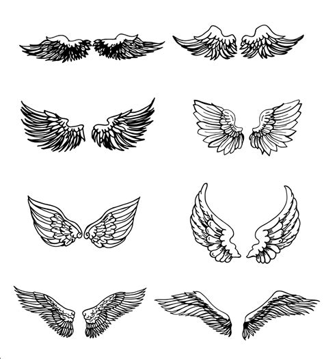 Set Of Wings Hand Drawn Vector 364689 Vector Art At Vecteezy