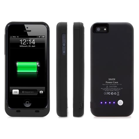 iPhone 5 Power Case Akku Li-Polymer Cover mit 2200mAh Zusatzakku ...