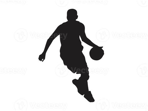 Silhouette Of A Basketball Player Carrying A Basketball Png