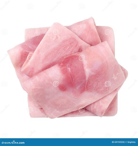 Slices of Cooked Ham Isolate on White Stock Photo - Image of menu ...