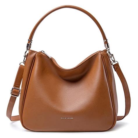 David Jones Sac à Main Porté Epaule Hobo Femme Cuir PU Femme Marron