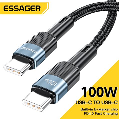 Essager PD100W 60W USB C To Type C Cable Fast Charge Mobile Cell Phone