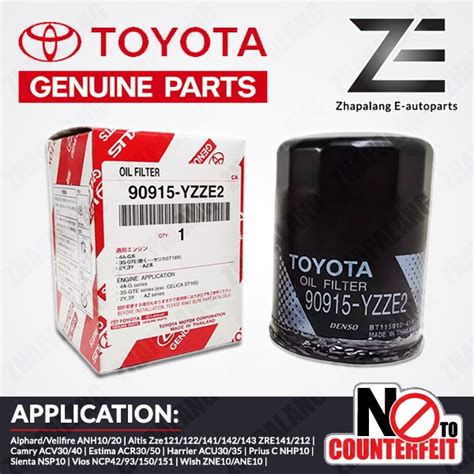 Original Toyota E2 Oil Filter 90915 YZZE2 Alphard Altis Camry Estima