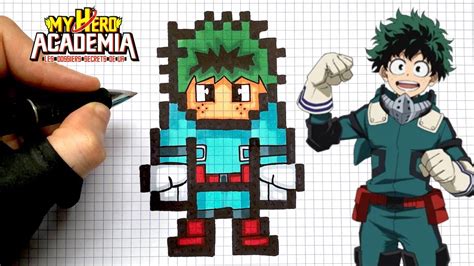 How To Draw Deku Pixel Art From My Hero Academia Youtube