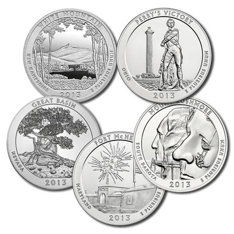 2013 America The Beautiful 5 oz Five Coin Silver Set