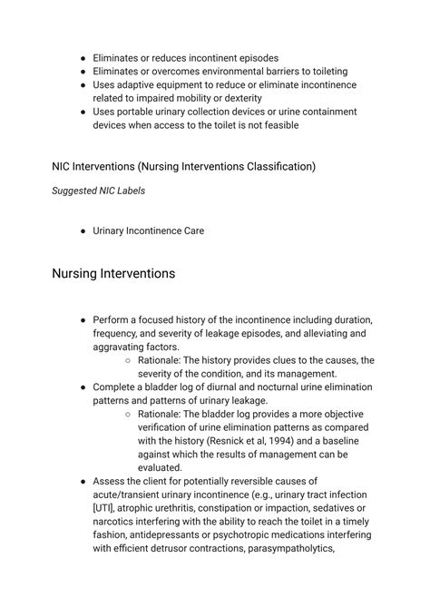 Solution Urinary Incontinence Nursing Care Studypool