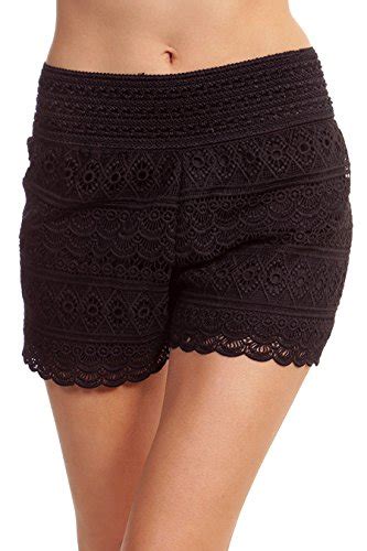 Tobeinstyle Womens Scalloped Lace Shorts Black Xl Women Fashion