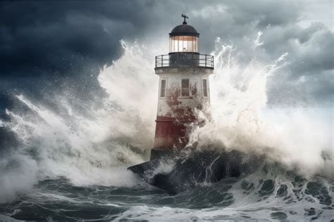 Sea Storm Lighthouse Generate Ai