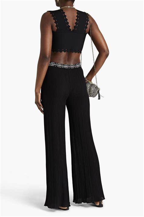 Missoni Jacquard Trimmed Ribbed Knit Wide Leg Pants The Outnet