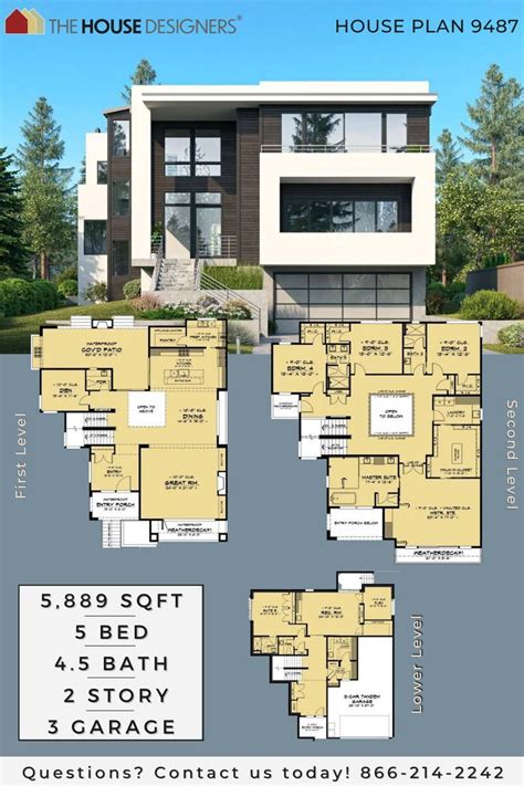 Luxury Modern Design With Rooftop Deck House Plan 9487 | Modern house floor plans, House ...