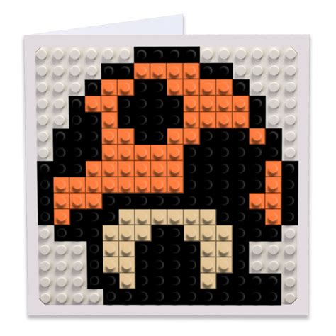 Mushroom House Mario Pixel Art Build On Greeting Card Brik