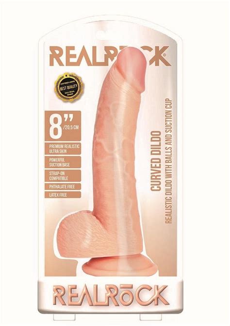 Realrock Curved Realistic Dildo With Balls And Suction Cup In