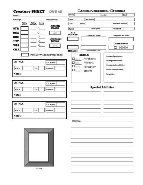 Companion 5e Form Fillable Character Sheet Printable Forms Free Online