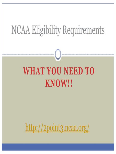 Fillable Online Ncaa Eligibility Requirements Fax Email Print Pdffiller