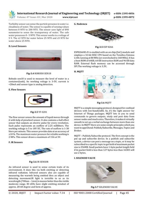 Irjet Iot Based Water Quality Monitoring And Flow Control Of Tank