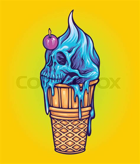 Cute Skull Ice Cream Cone Illustrations Stock Vector Colourbox